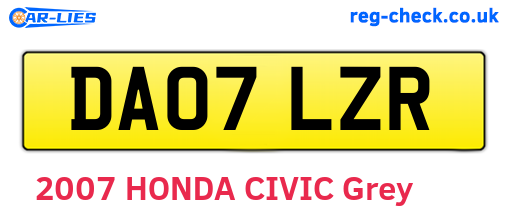 DA07LZR are the vehicle registration plates.