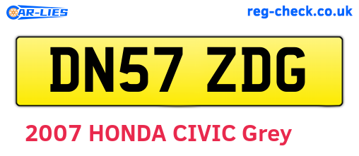 DN57ZDG are the vehicle registration plates.
