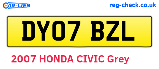 DY07BZL are the vehicle registration plates.