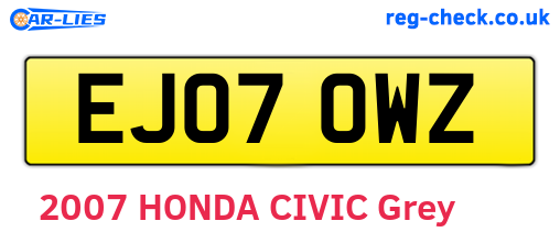 EJ07OWZ are the vehicle registration plates.