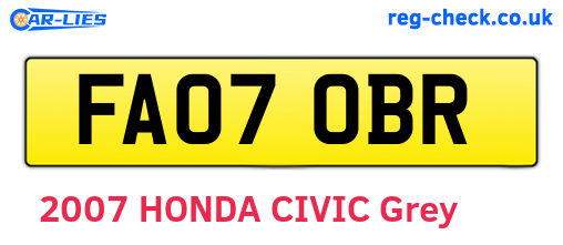 FA07OBR are the vehicle registration plates.