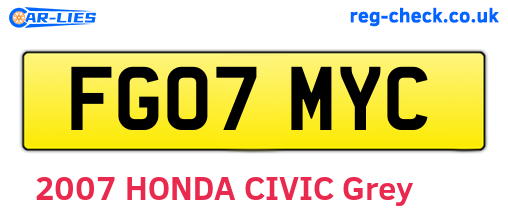 FG07MYC are the vehicle registration plates.