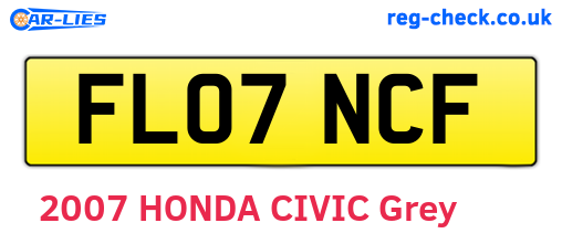 FL07NCF are the vehicle registration plates.