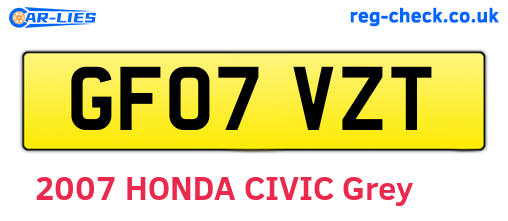 GF07VZT are the vehicle registration plates.