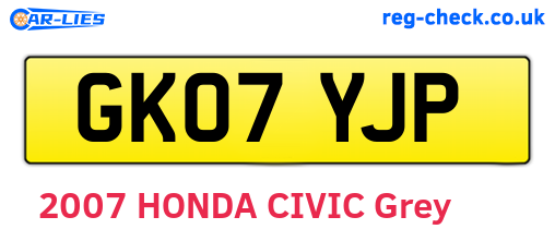GK07YJP are the vehicle registration plates.