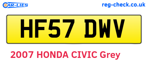 HF57DWV are the vehicle registration plates.