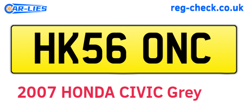 HK56ONC are the vehicle registration plates.