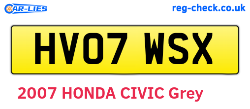 HV07WSX are the vehicle registration plates.