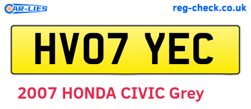 HV07YEC are the vehicle registration plates.