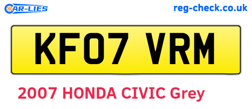 KF07VRM are the vehicle registration plates.
