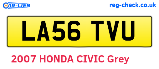 LA56TVU are the vehicle registration plates.