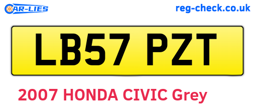 LB57PZT are the vehicle registration plates.