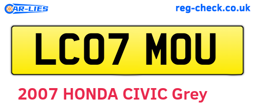 LC07MOU are the vehicle registration plates.