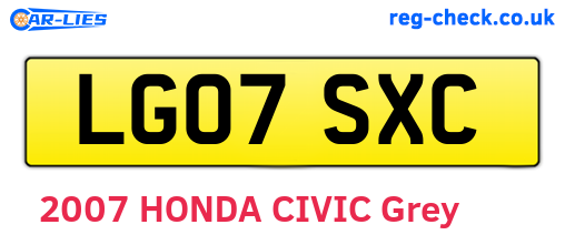 LG07SXC are the vehicle registration plates.