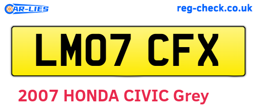 LM07CFX are the vehicle registration plates.