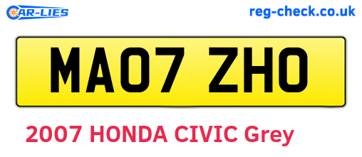 MA07ZHO are the vehicle registration plates.
