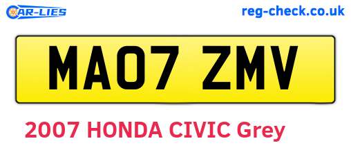 MA07ZMV are the vehicle registration plates.