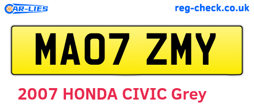 MA07ZMY are the vehicle registration plates.