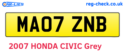 MA07ZNB are the vehicle registration plates.