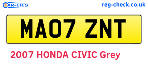MA07ZNT are the vehicle registration plates.