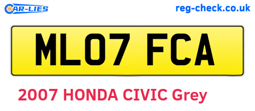 ML07FCA are the vehicle registration plates.