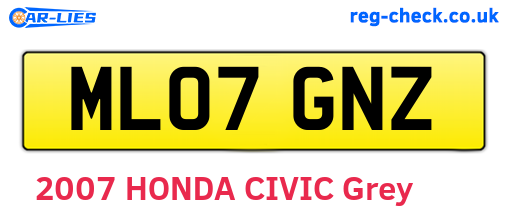 ML07GNZ are the vehicle registration plates.