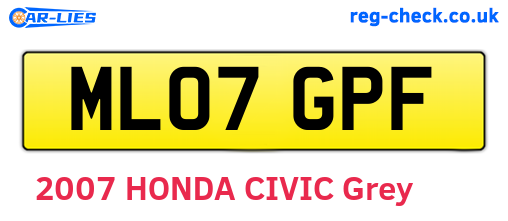ML07GPF are the vehicle registration plates.