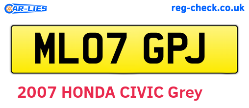 ML07GPJ are the vehicle registration plates.