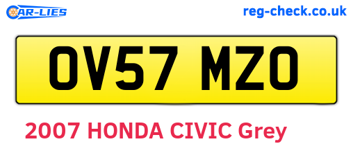 OV57MZO are the vehicle registration plates.