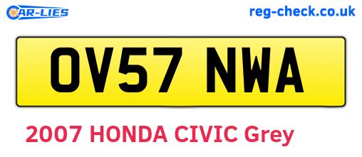 OV57NWA are the vehicle registration plates.
