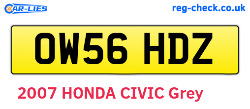 OW56HDZ are the vehicle registration plates.