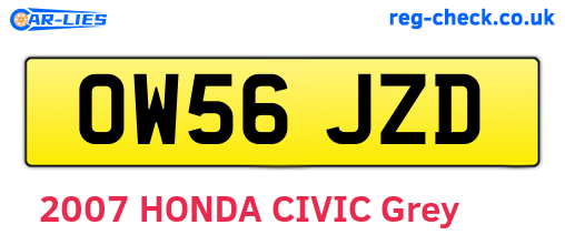 OW56JZD are the vehicle registration plates.