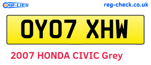OY07XHW are the vehicle registration plates.