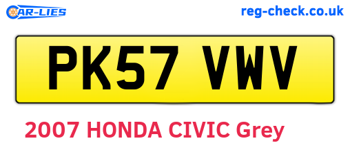 PK57VWV are the vehicle registration plates.