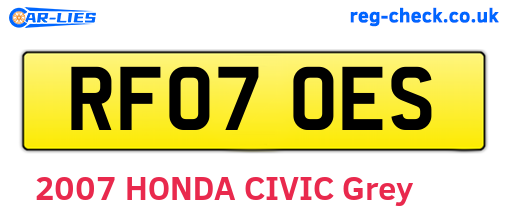 RF07OES are the vehicle registration plates.