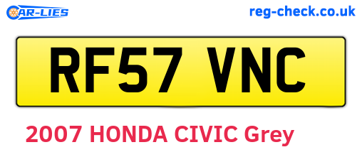 RF57VNC are the vehicle registration plates.