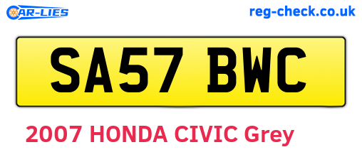 SA57BWC are the vehicle registration plates.