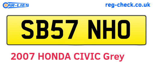 SB57NHO are the vehicle registration plates.
