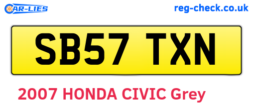 SB57TXN are the vehicle registration plates.