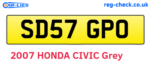 SD57GPO are the vehicle registration plates.