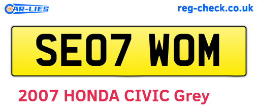 SE07WOM are the vehicle registration plates.
