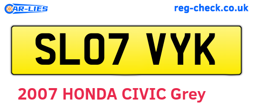 SL07VYK are the vehicle registration plates.