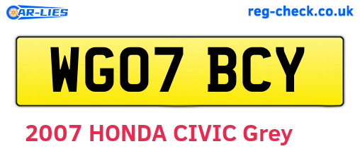 WG07BCY are the vehicle registration plates.
