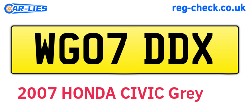 WG07DDX are the vehicle registration plates.