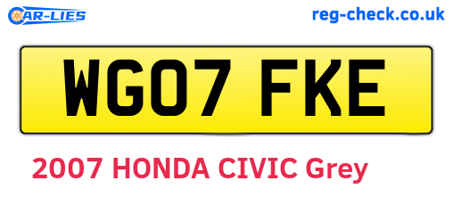 WG07FKE are the vehicle registration plates.