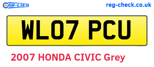 WL07PCU are the vehicle registration plates.