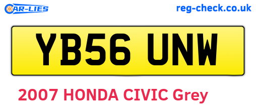 YB56UNW are the vehicle registration plates.