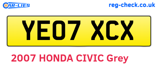 YE07XCX are the vehicle registration plates.