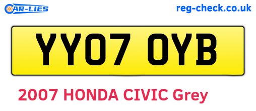 YY07OYB are the vehicle registration plates.