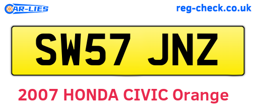 SW57JNZ are the vehicle registration plates.